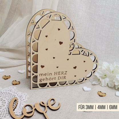 Herz Aufsteller für rosa Schokoriegel * Valentinstag & Hochzeit * 3mm | 4mm | 6mm * Bundle * SVG Laserdatei