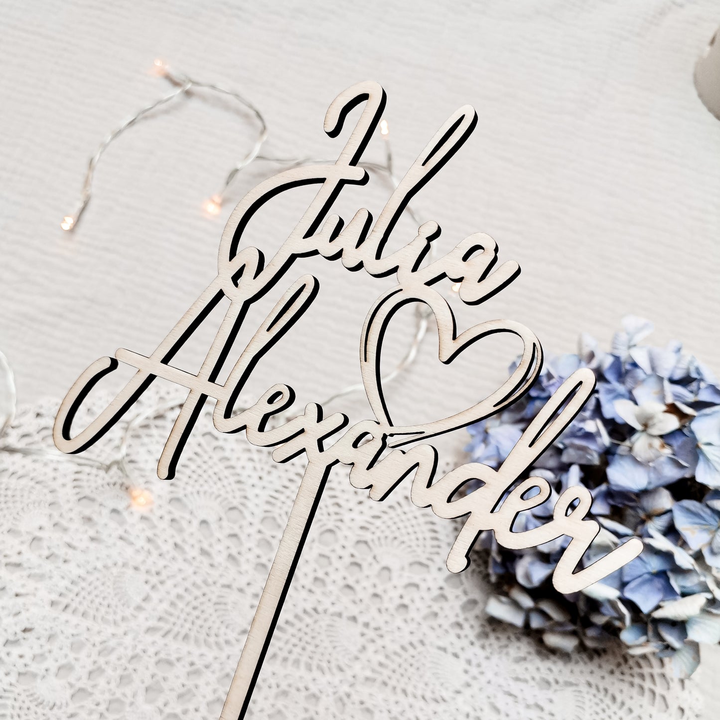 Cake Topper * Personalisiert mit Vornamen und Herz * Holz | Acryl