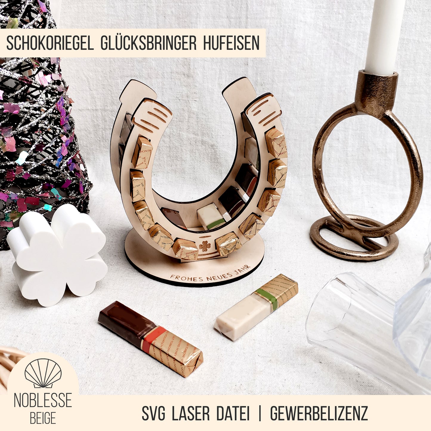 Glücksbringer Hufeisen für Schokoriegel * 3mm | 4mm | 6mm * Bundle * SVG Laserdatei