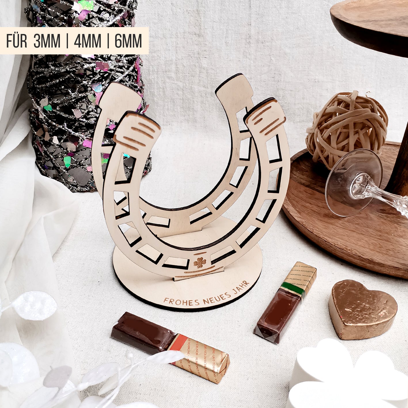 Glücksbringer Hufeisen für Schokoriegel * 3mm | 4mm | 6mm * Bundle * SVG Laserdatei