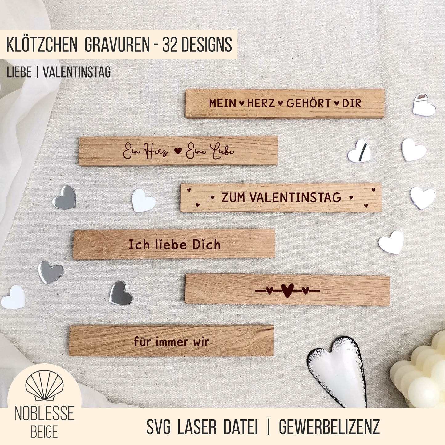 Gravuren für Klötzchen * Liebe | Valentinstag | Hochzeit * Bundle * SVG Laserdatei