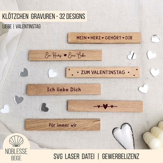 Gravuren für Klötzchen * Liebe | Valentinstag | Hochzeit * Bundle * SVG Laserdatei