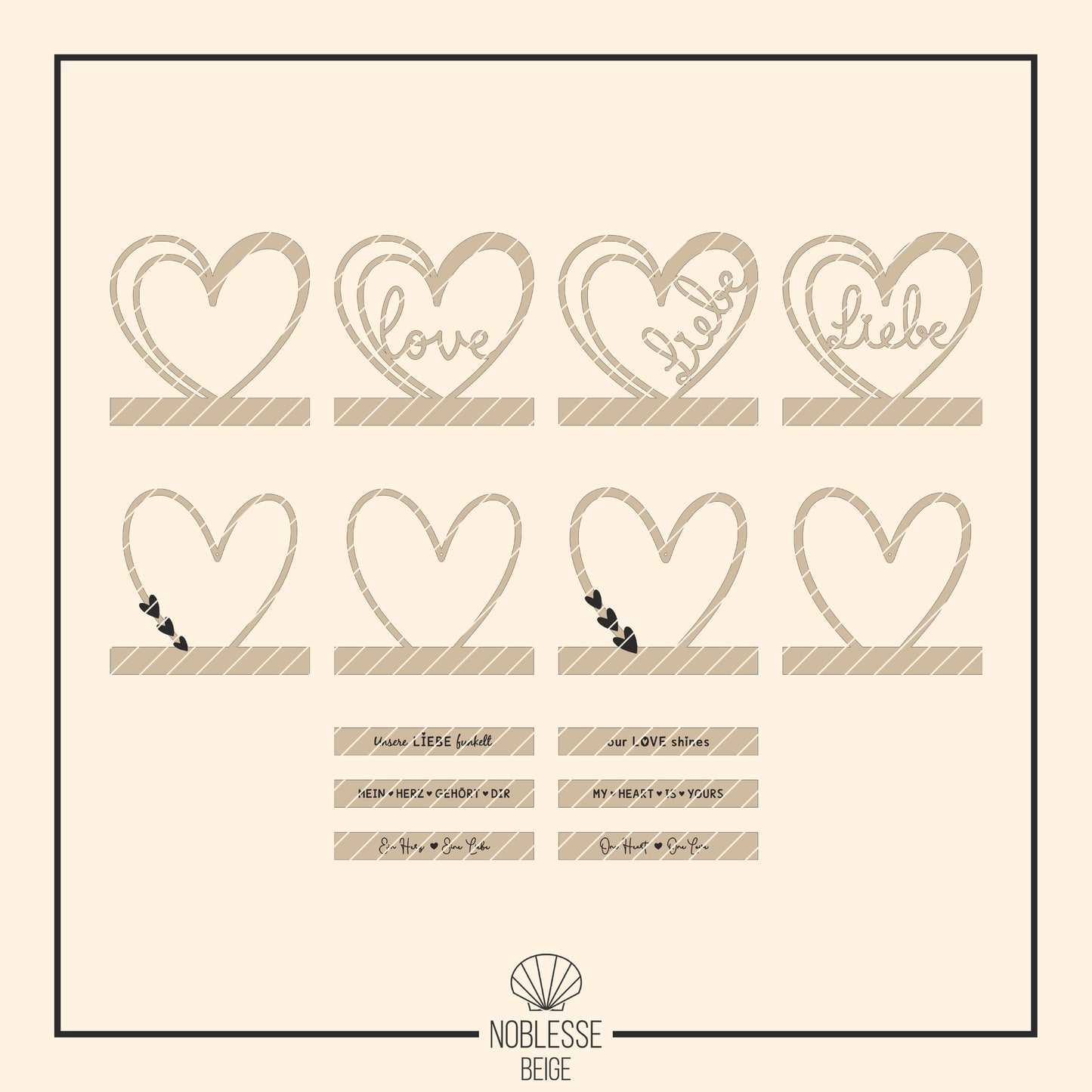 Herz Rahmen & Herz Sonnenfänger * Klötzchen Motiv * Bundle mit Klötzchen Gravuren * SVG Laserdatei