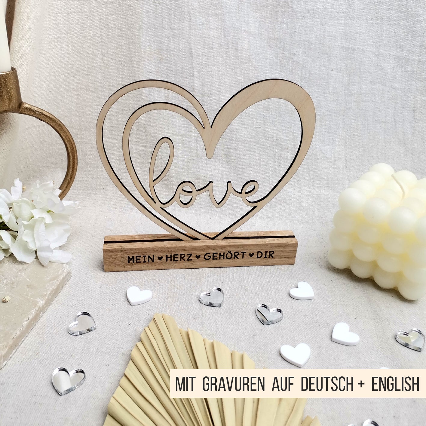 Herz Rahmen & Herz Sonnenfänger * Klötzchen Motiv * Bundle mit Klötzchen Gravuren * SVG Laserdatei