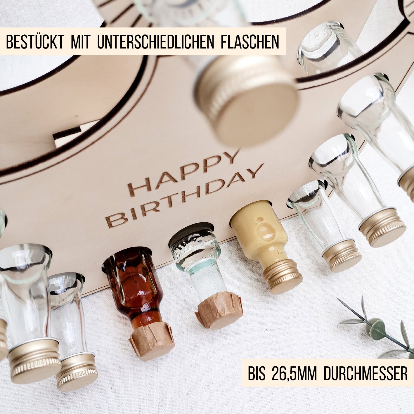 Krone Aufsteller für Mini-Flaschen 20ml | Geburtstag Bundle | SVG Laserdatei