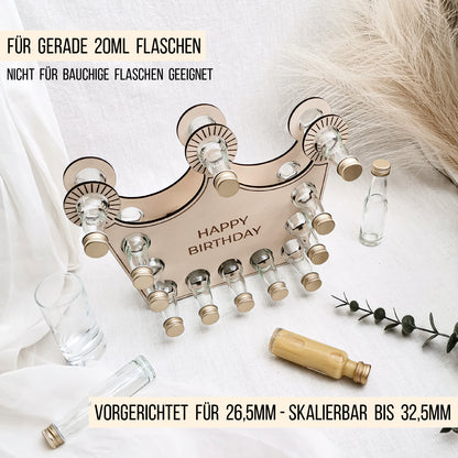 Krone Aufsteller für Mini-Flaschen 20ml | Geburtstag Bundle | SVG Laserdatei