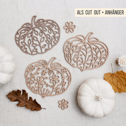 Florale Kürbisse | Kürbis mit Blumen Blättern * Wand Deko | Anhänger | Sonnenfänger * Bundle * STL + 3MF 3D Druckdatei