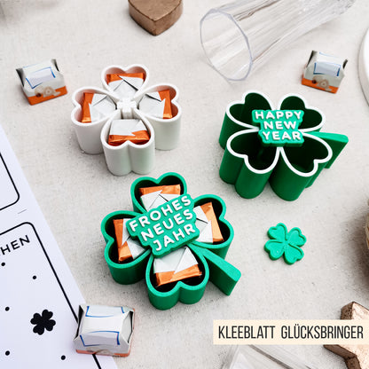 Kleeblatt Glücksbringer mit Schokolade * mit PDF Druckvorlage * Bundle * STL + 3MF 3D Druckdatei