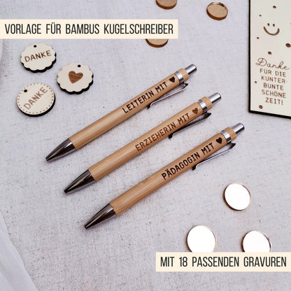 Kugelschreiber Halter & Kugelschreiber Gravuren * Geschenk für Erzieher | Lehrer * Bundle SVG Laserdatei
