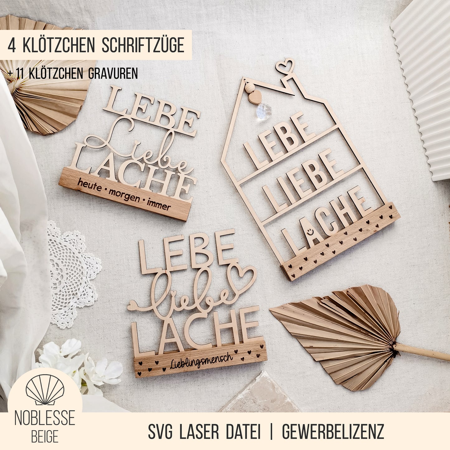 Lebe Liebe Lache * Klötzchen Motiv * Bundle mit Klötzchen Gravuren