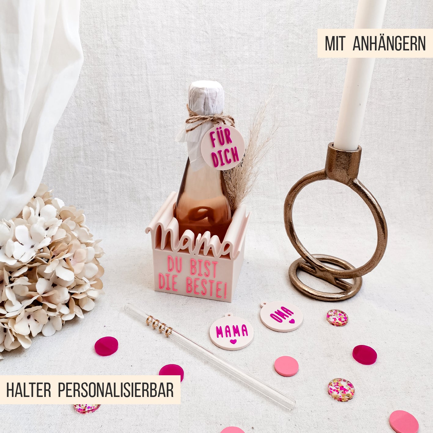 Mama Sektflaschen Halter * 0,2l Mini Sekt Flasche * Bundle * STL + 3MF 3D Druckdatei