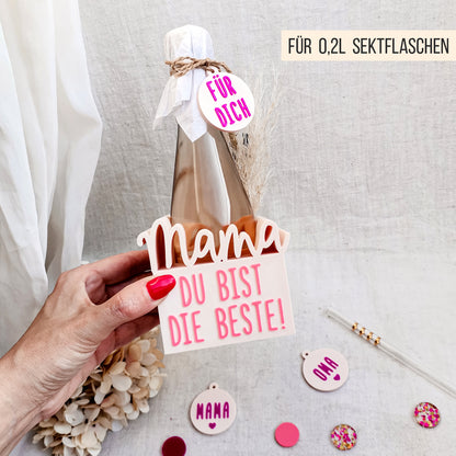 Mama Sektflaschen Halter * 0,2l Mini Sekt Flasche * Bundle * STL + 3MF 3D Druckdatei