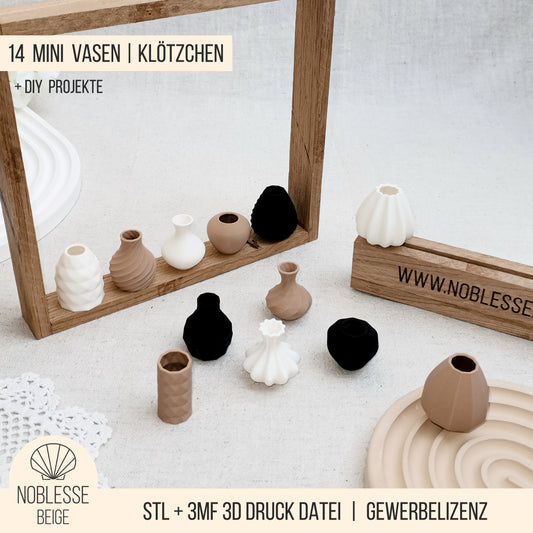 Mini Vasen für Klötzchen + DIY Projekte * Bundle * STL + 3MF 3D Druckdatei