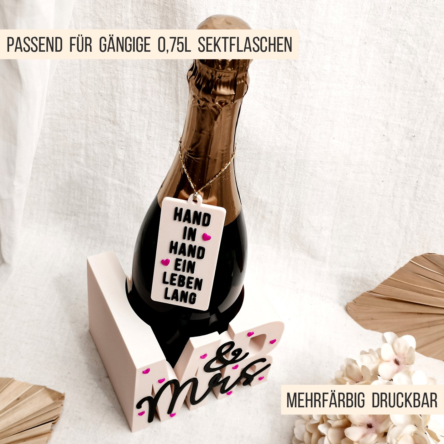 MR & MRS Sektflaschen Halter * 0,75l Sekt Flasche * Bundle * STL + 3MF 3D Druckdatei