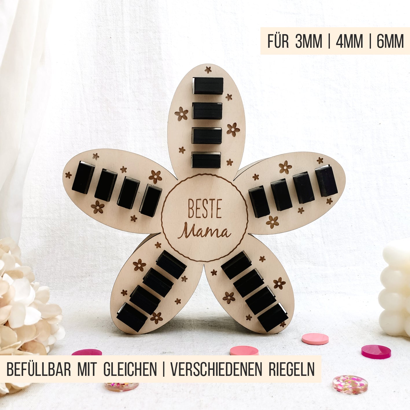 Blüte Aufsteller für kurze Schokoriegel * Muttertag * 3mm | 4mm | 6mm * Bundle * SVG Laserdatei