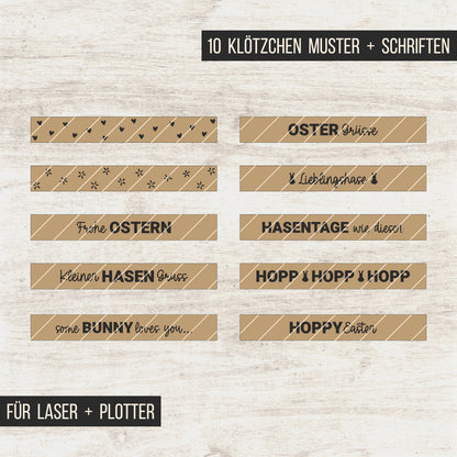 Frohe Ostern * Klötzchen Motiv * Bundle mit Klötzchen Gravuren * SVG Laserdatei