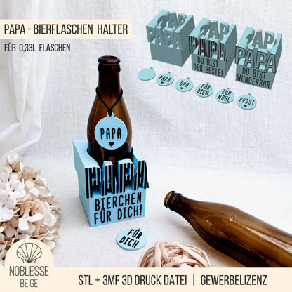 PAPA Bierflaschen Halter * 0,33l Bier Flasche * Bundle * STL + 3MF 3D Druckdatei
