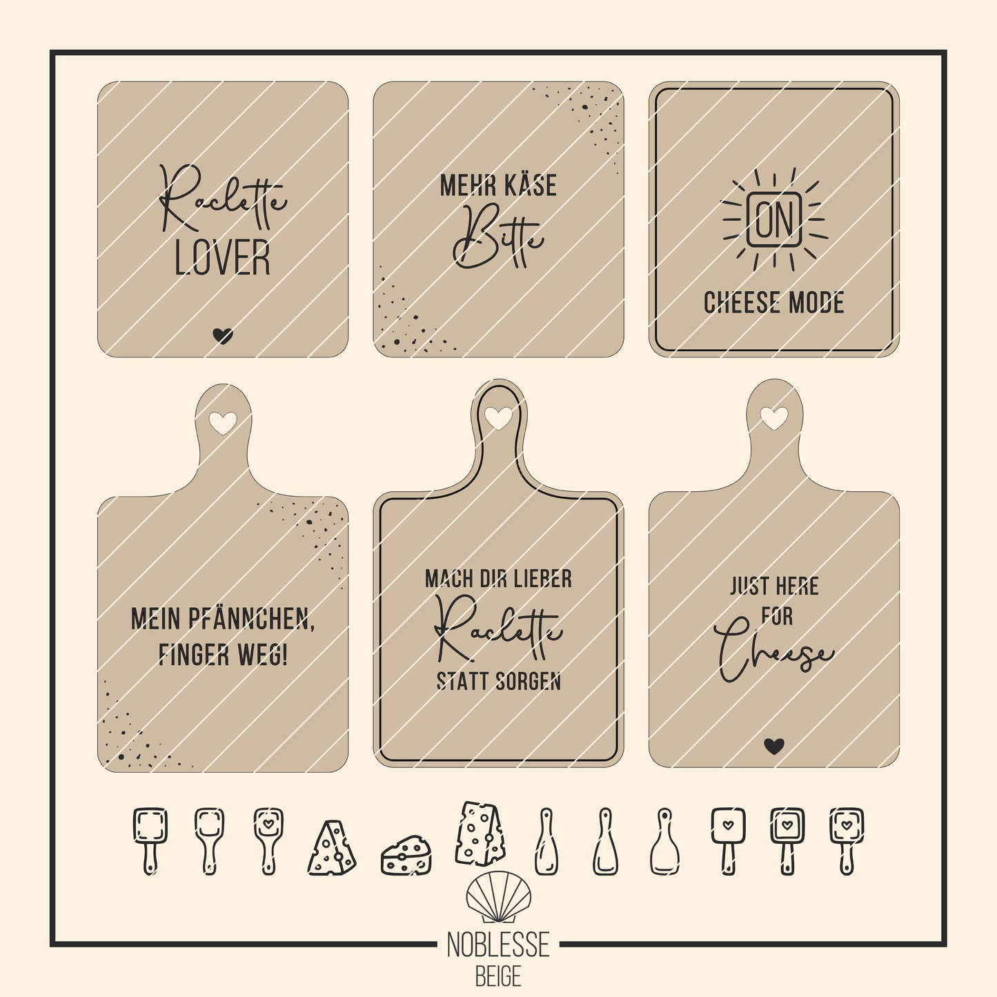 Raclette Untersetzer & Brettchen * Bundle * SVG Laserdatei