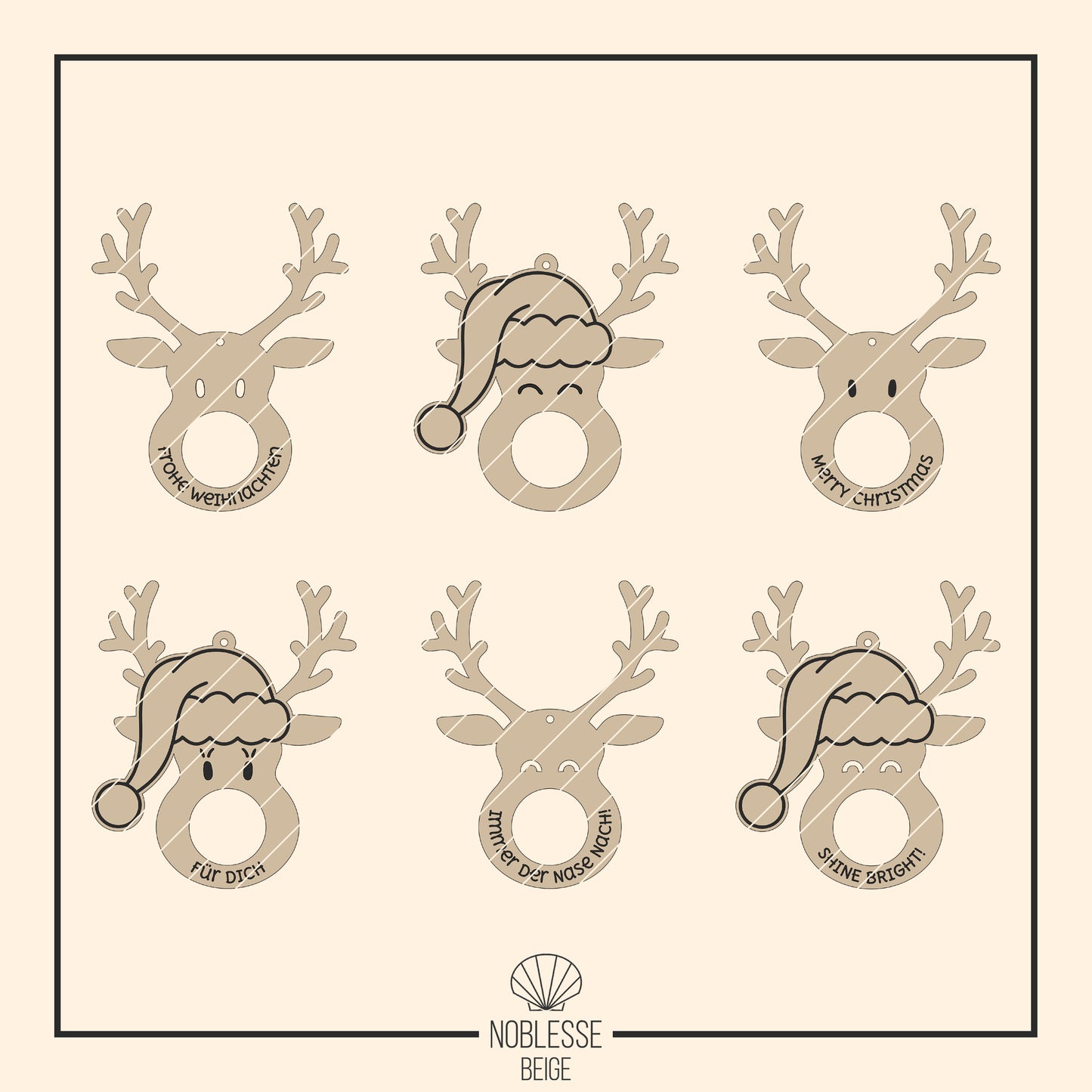 Rentier Anhänger für Schokoladekugel * Bundle * SVG Laserdatei