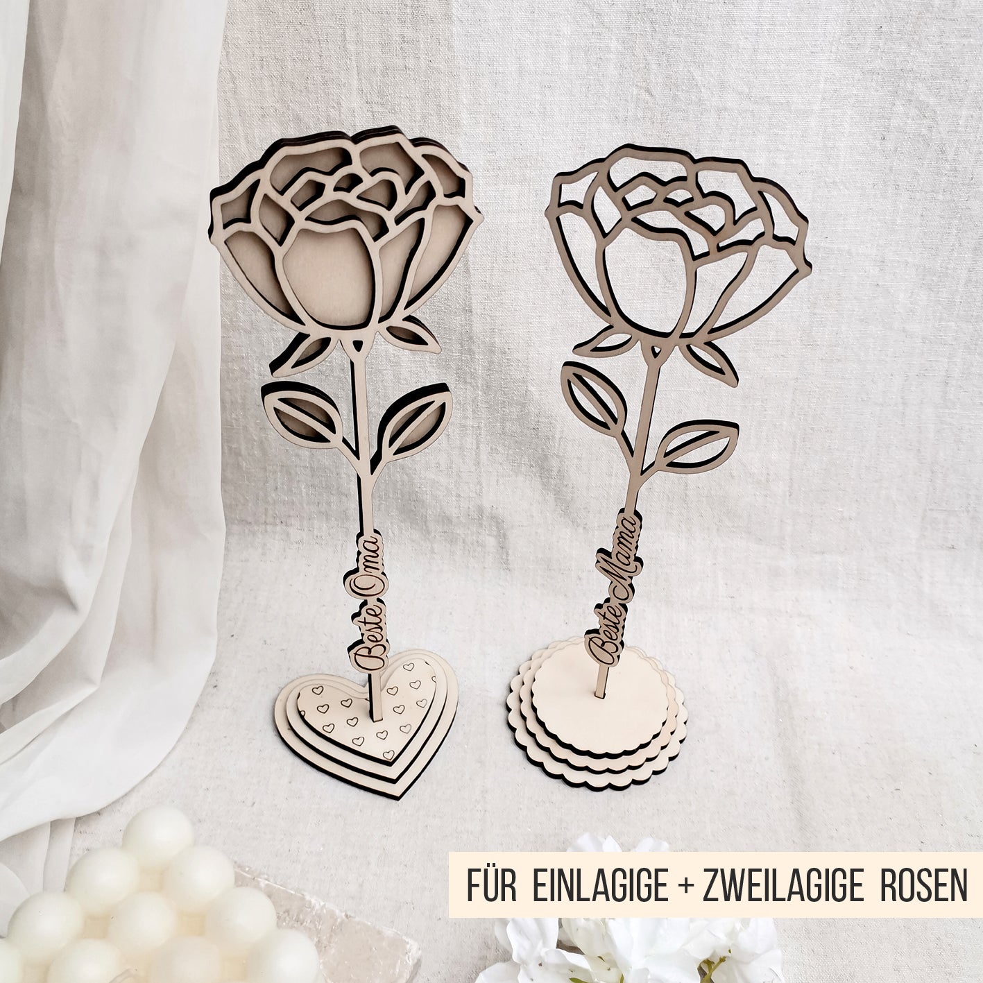 Rosen mit Gravur & Halter * Muttertag | Geburtstag | Valentinstag * Bundle * SVG Laserdatei