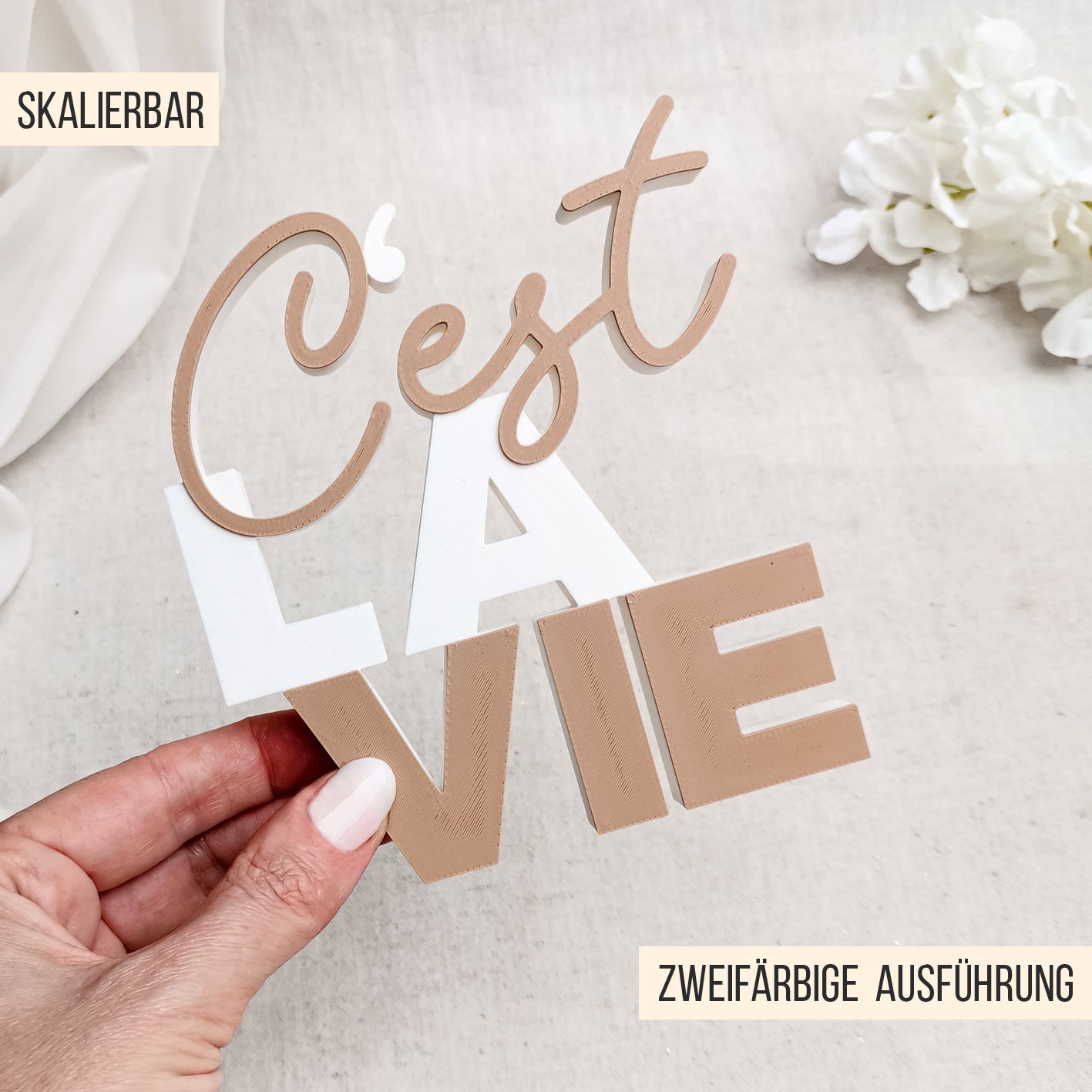 C´est la vie Schriftzug * STL + 3MF Datei