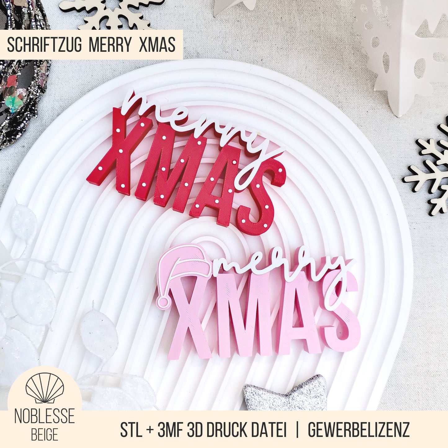 Merry XMAS Schriftzug * Bundle * STL + 3MF 3D Druckdatei