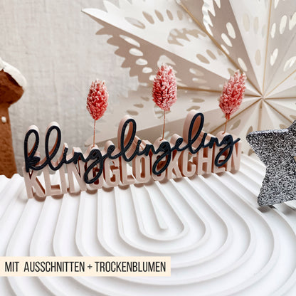 Kling Glöckchen Klingelingeling Schriftzug * Aufsteller & Glocke * Bundle * STL + 3MF 3D Druckdatei