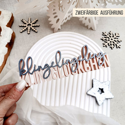 Kling Glöckchen Klingelingeling Schriftzug * Aufsteller & Glocke * Bundle * STL + 3MF 3D Druckdatei