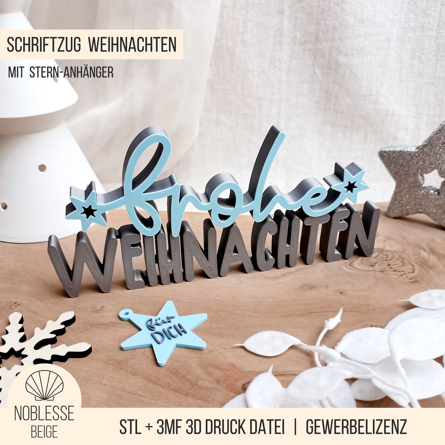 Frohe Weihnachten Schriftzug * Bundle * STL + 3MF 3D Druckdatei
