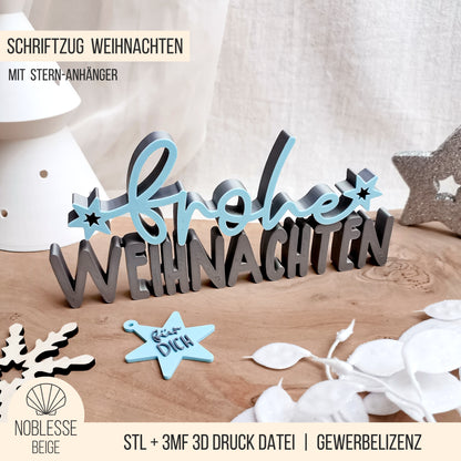 Frohe Weihnachten Schriftzug * Bundle * STL + 3MF 3D Druckdatei