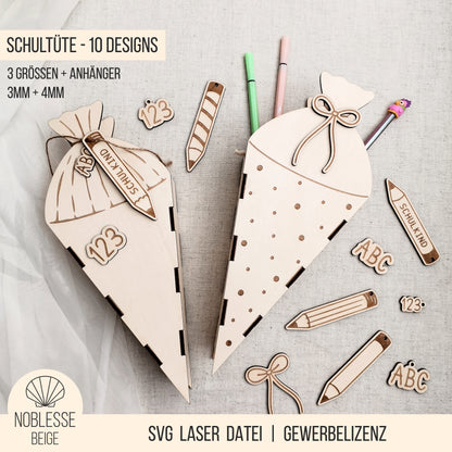 Schultüte * Zuckertüte Geschenk Box * 3mm | 4mm * SVG Laserdatei
