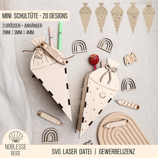 Mini Schultüte * Zuckertüte Geschenk Box * 2mm | 3mm | 4mm * SVG Laserdatei