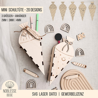 Mini Schultüte * Zuckertüte Geschenk Box * 2mm | 3mm | 4mm * SVG Laserdatei