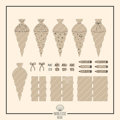 Mini Schultüte * Zuckertüte Geschenk Box * 2mm | 3mm | 4mm * SVG Laserdatei
