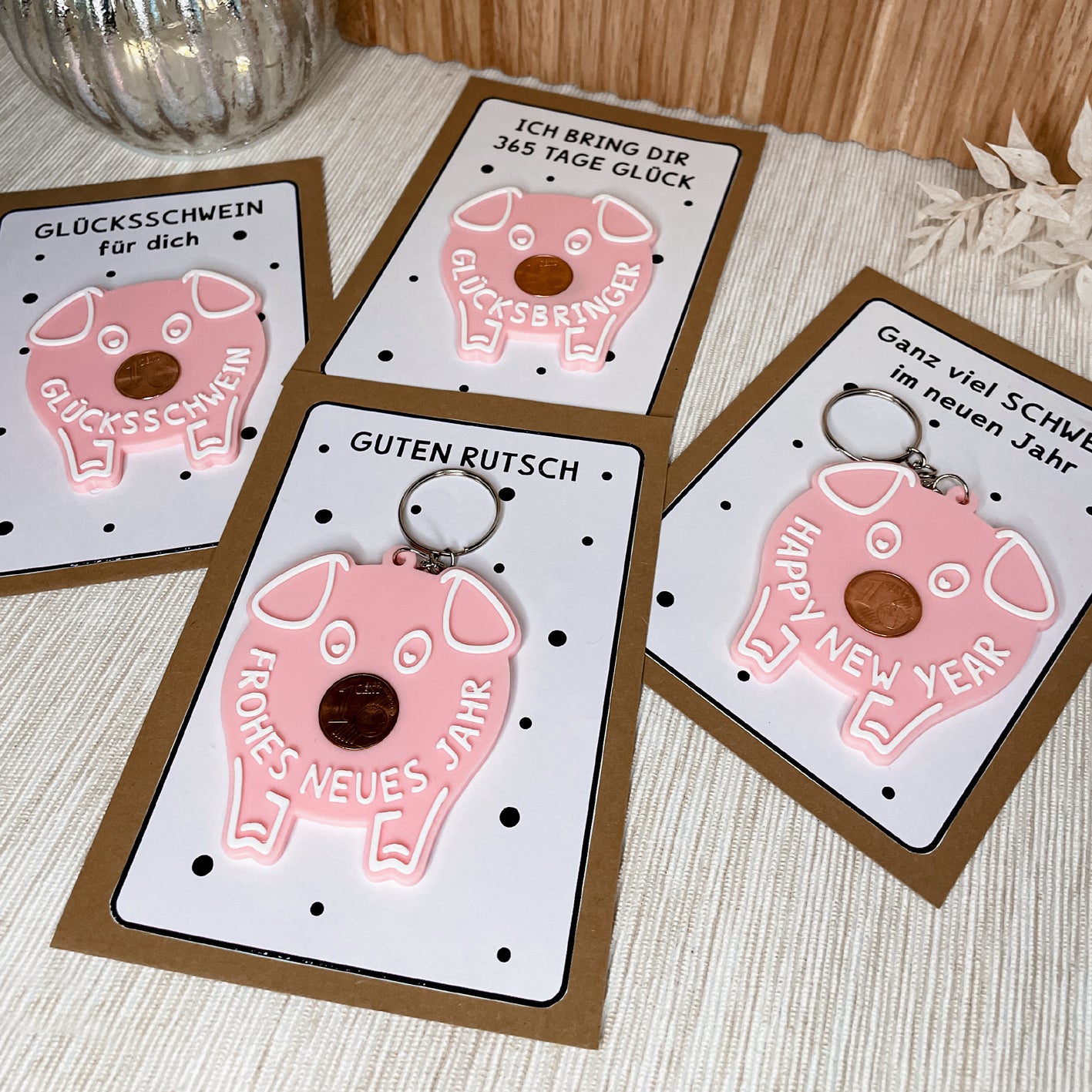 Schwein Glücksbringer & Schlüsselanhänger * mit PDF Druckvorlage * Bundle * STL + 3MF 3D Druckdatei