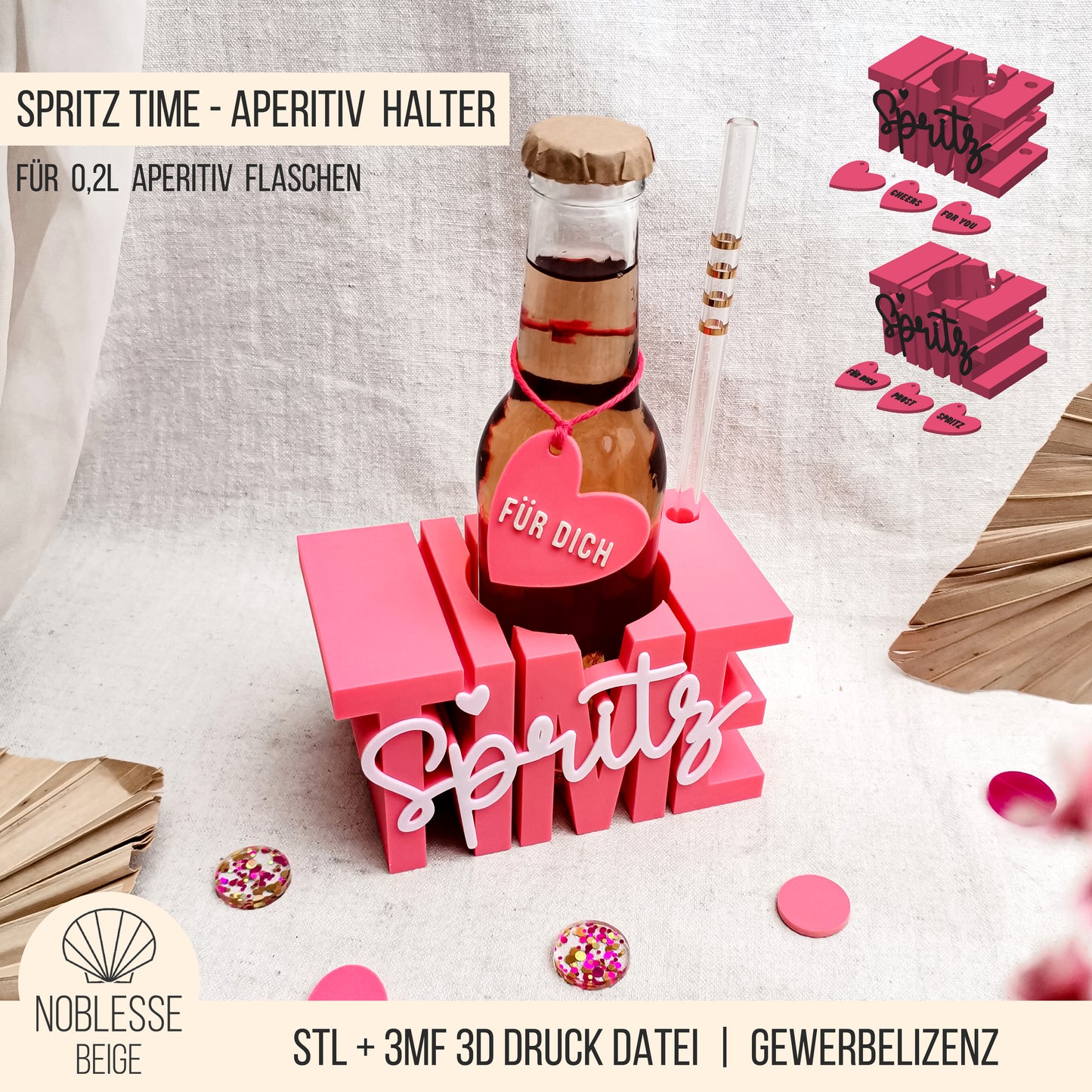 Spritz Time Aperitiv Halter * 0,2l Aperitivo Flasche * Bundle * STL + 3MF 3D Druckdatei