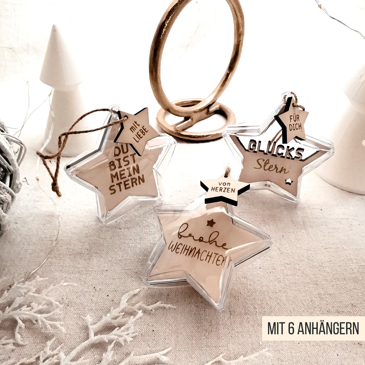 Stern Weihnachtskugel Einleger * Inlay für sternenförmige Kugel aus Acryl * skalierbar * Bundle * SVG Laserdatei