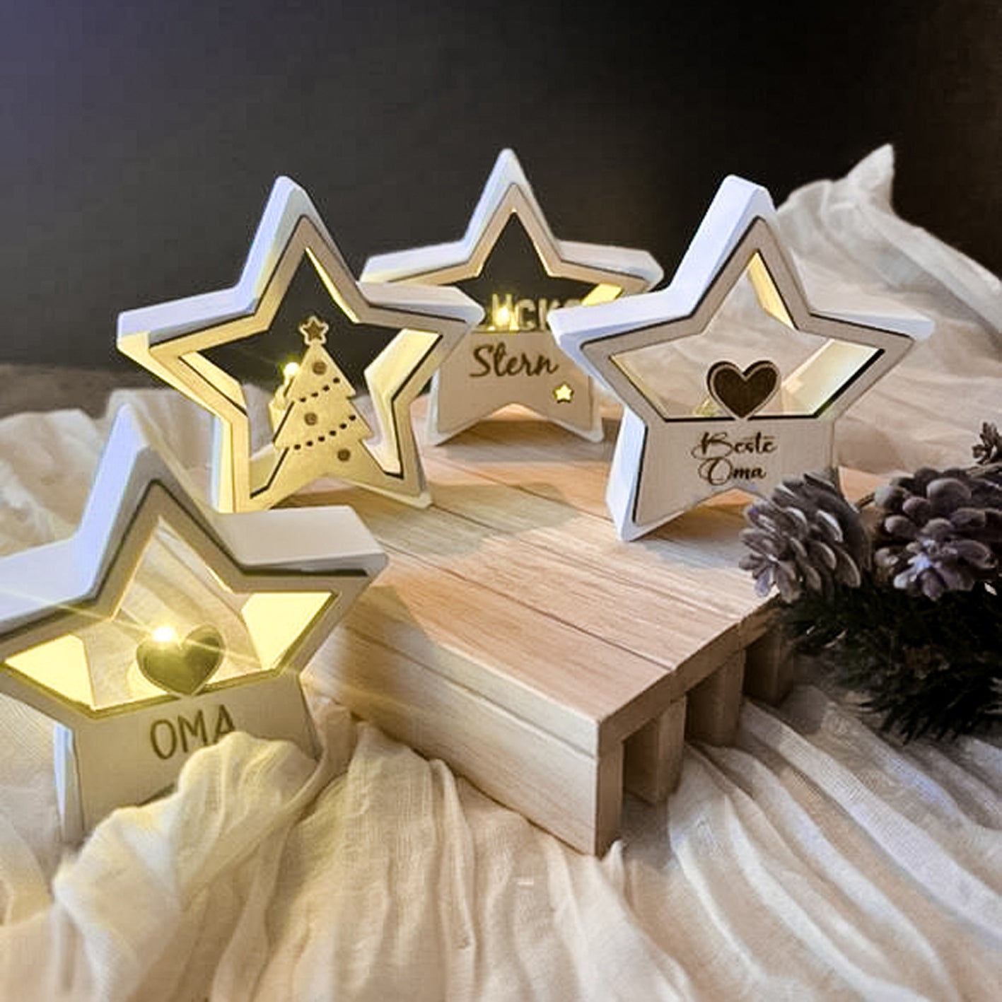 Stern Weihnachtskugel Einleger * Inlay für sternenförmige Kugel aus Acryl * skalierbar * Bundle * SVG Laserdatei