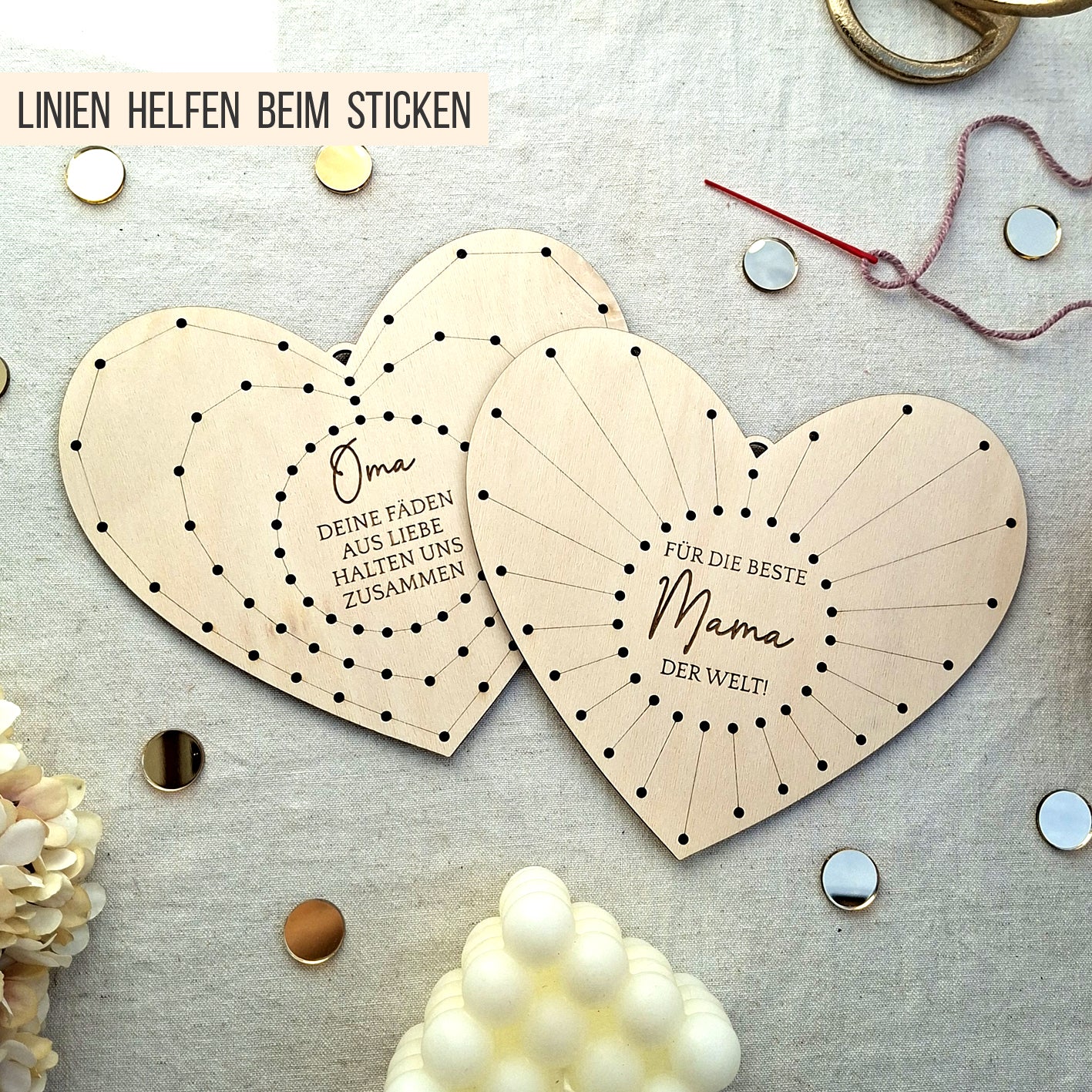 Stickherzen Muttertag * DIY Herz Schild mit Garn Stickerei * Bundle * SVG Laserdatei
