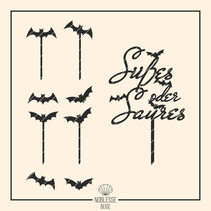 Cake Topper Halloween * Süßes oder Saures & Fledermäuse * Bundle * SVG Laserdatei