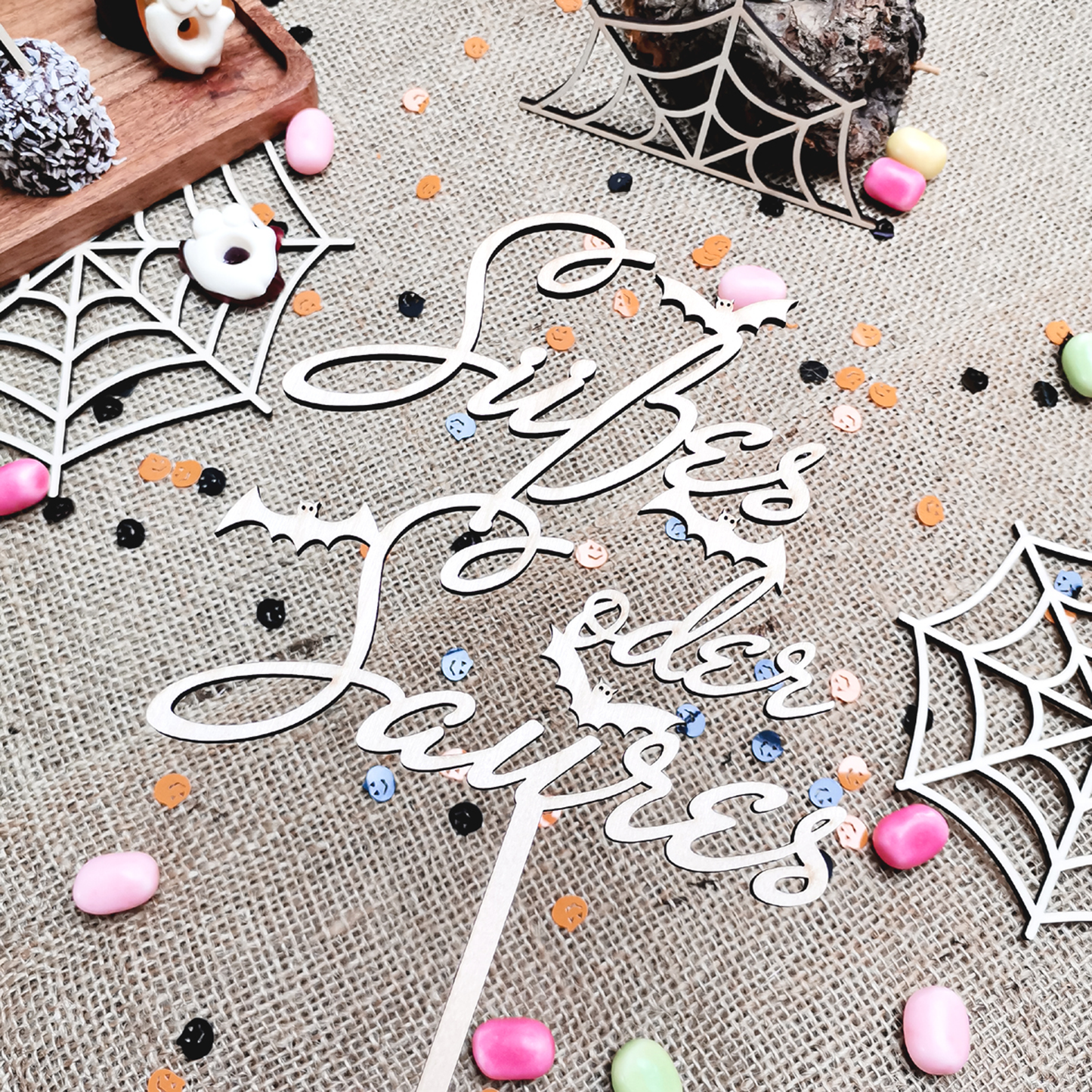 Cake Topper Halloween * Süßes oder Saures & Fledermäuse * Bundle * SVG Laserdatei