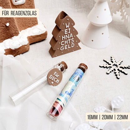 Frohe Weihnachten Schriftzug * Reagenzglas Wunscherfüller Geldhalter * 16mm | 20mm | 22mm * Bundle * STL + 3MF 3D Druckdatei