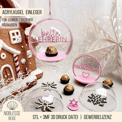 Acryl Kugel Einleger Schokokugel * Geschenk für Erzieher | Lehrer | Pädagogen * Bunlde * STL + 3MF 3D Druckdatei
