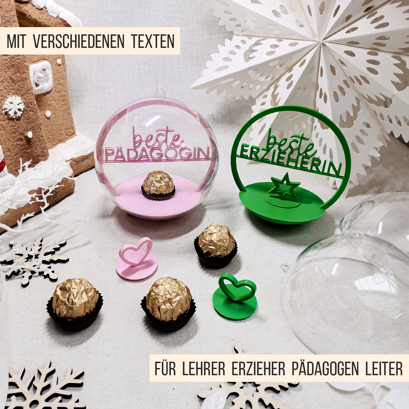 Acryl Kugel Einleger Schokokugel * Geschenk für Erzieher | Lehrer | Pädagogen * Bunlde * STL + 3MF 3D Druckdatei