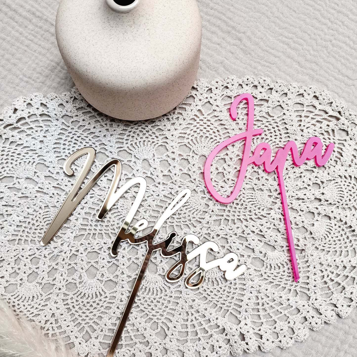 Cake Topper * Wunschname personalisiert * 12 kunstvolle Schriftarten * Holz | Acryl