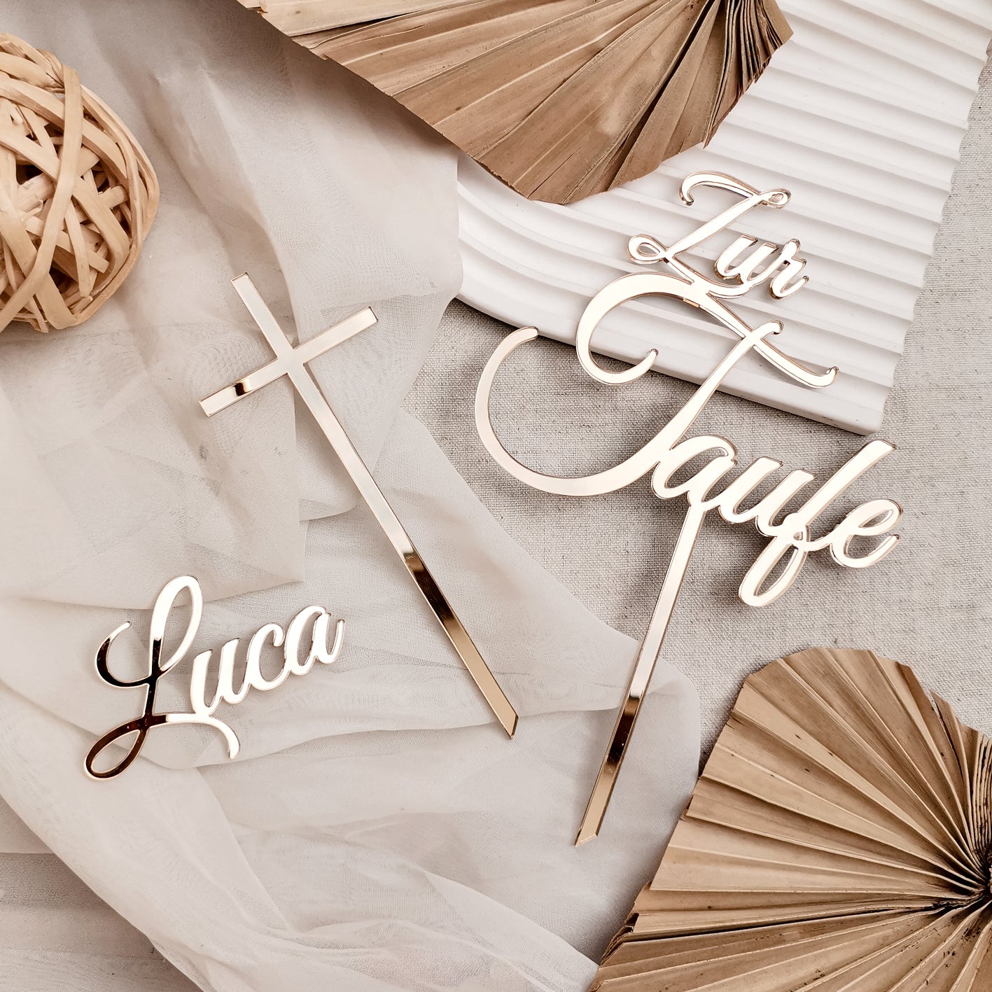 Cake Topper Zur Taufe & Kreuz & Name * Set personalisiert mit einem Namen