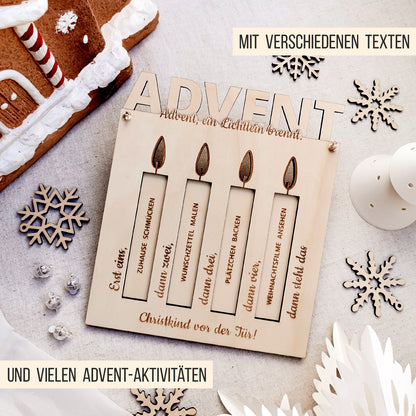 Adventskalender mit 4 Schokoriegel Kerzen * beleuchteter moderner Adventskranz & Advent Aktivitäten * Bundle * SVG Laserdatei