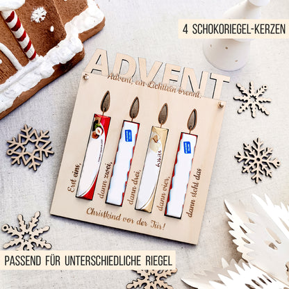 Adventskalender mit 4 Schokoriegel Kerzen * beleuchteter moderner Adventskranz & Advent Aktivitäten * Bundle * SVG Laserdatei