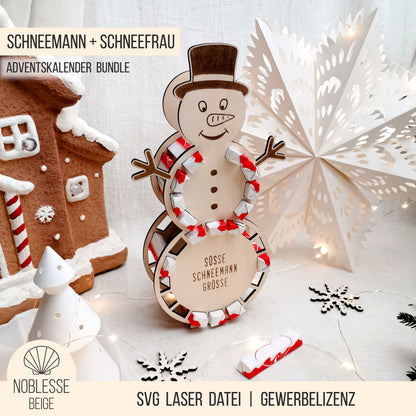Adventskalender Schneemann für orange-weisse Schokoriegel * 3mm | 4mm | 6mm * Bundle * SVG Laserdatei
