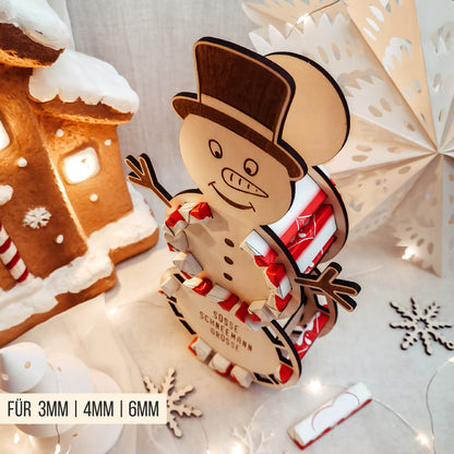 Adventskalender Schneemann für orange-weisse Schokoriegel * 3mm | 4mm | 6mm * Bundle * SVG Laserdatei